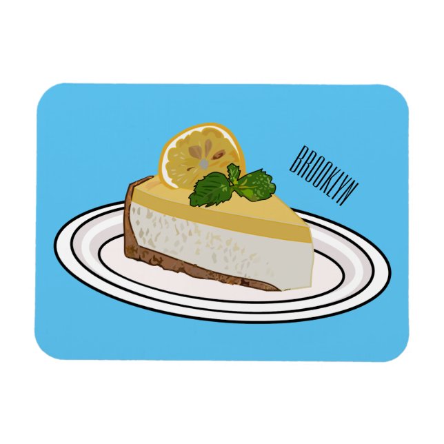 Lemon cheesecake Cartoon Illustration Magnet (Horizontal)