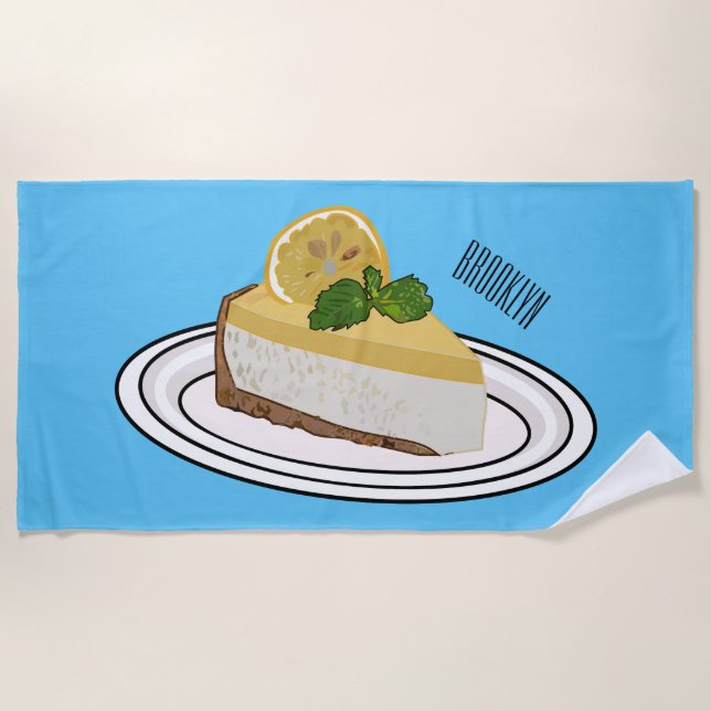 Lemon cheesecake Cartoon Illustration Strandtuch (Vorderseite)