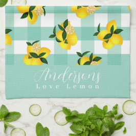 Lemon Chic Aqua Gingham Geschirrtuch