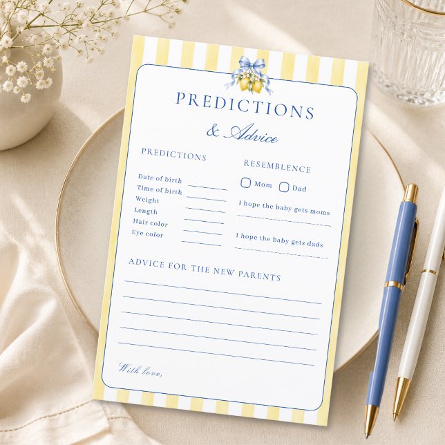 Lemon Chic Baby Shower Vorhersagen und Ratgeberkar (Von Creator hochgeladen)