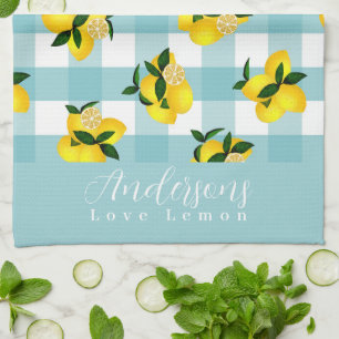 Lemon Chic Blue Gingham Geschirrtuch