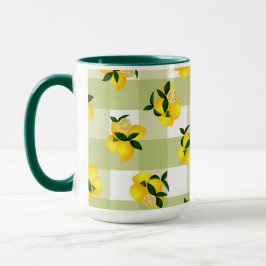 Lemon Chic Green Gingham Tasse