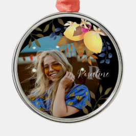 Lemon Chic Monogram Black Ornament