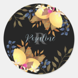 Lemon Chic Monogram Black Runder Aufkleber