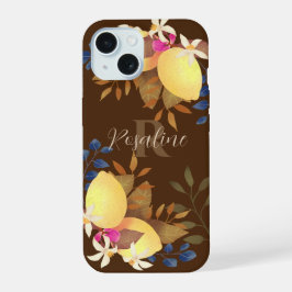 Lemon Chic Monogram Brown iPhone 15 Hülle