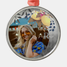 Lemon Chic Monogram Silver Ornament