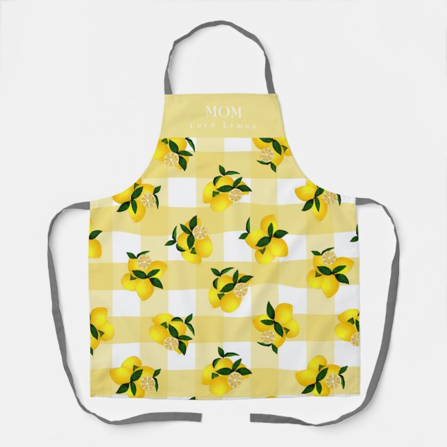 Lemon Chic Yellow Gingham Schürze (Vorderseite)