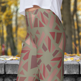Lemon Chiffon Green Mosiac Pattern Leggings