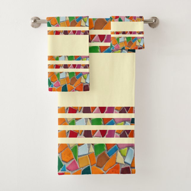 Lemon Chiffon Mosaic Muster Badhandtuch Set (Insitu)