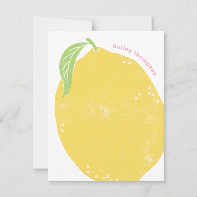 Lemon Children's Stationery Note Card (Vorderseite)