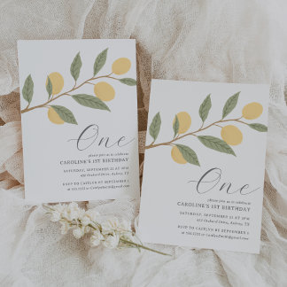 Lemon Citrus 1. Geburtstag Einladung