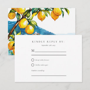 Lemon Citrus Amalfi Coast Wedding RSVP Karte