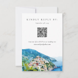 Lemon Citrus Amalfi Coast Wedding RSVP Karte