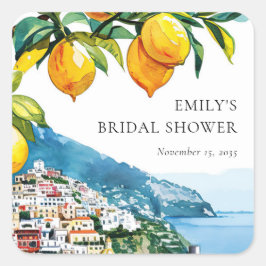 Lemon Citrus Amalfi Küste Brautparty Quadratischer Aufkleber