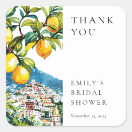 Lemon Citrus Amalfi Küste Brautparty Quadratischer Aufkleber