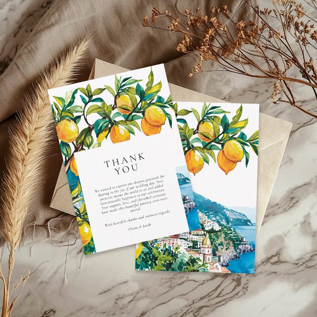 Lemon Citrus Amalfi Küste Italienische Hochzeit Dankeskarte (Von Creator hochgeladen)