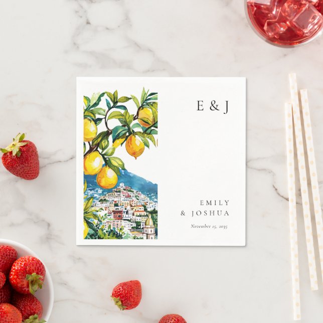 Lemon Citrus Amalfi Küste Italienische Hochzeit Serviette (Beispiel)