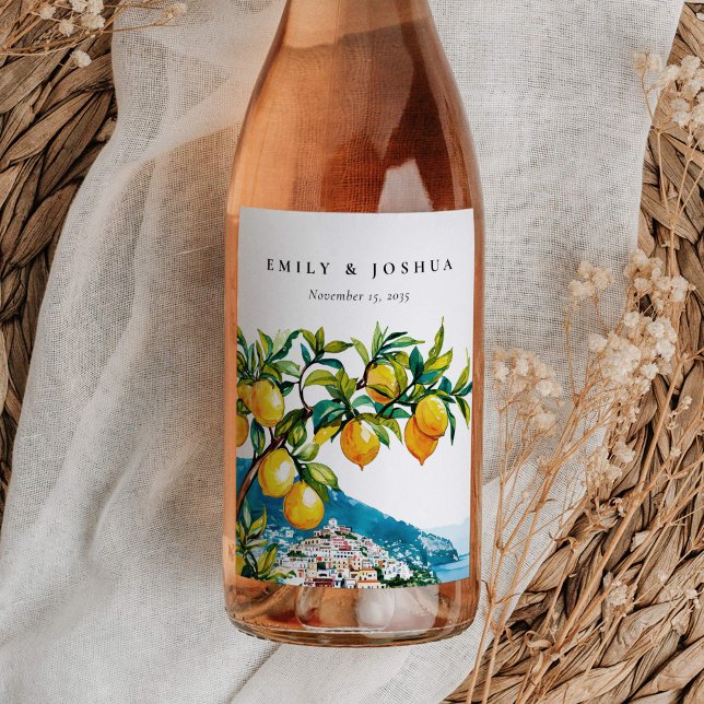 Lemon Citrus Amalfi Küste Italienische Hochzeit Weinetikett (Von Creator hochgeladen)
