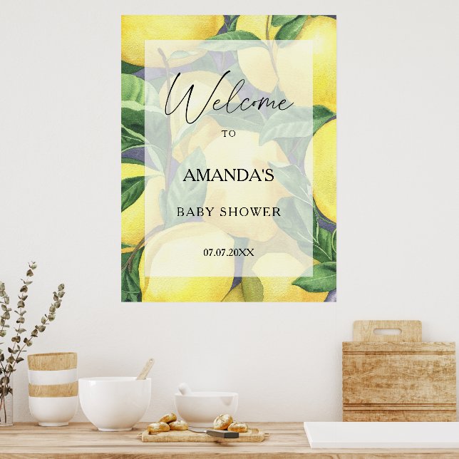 Lemon Citrus - Babydusche - Begrüßungszeichen Poster (Küche)