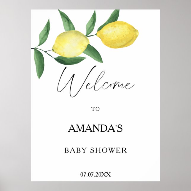 Lemon Citrus - Babydusche - Begrüßungszeichen Poster (Vorne)