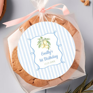 Lemon Citrus Blue Geburtstag Runder Aufkleber