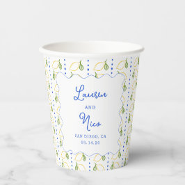 Lemon Citrus Blue & Yellow Amalfi Custom Wedding Pappbecher