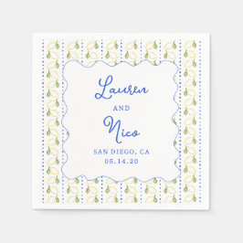 Lemon Citrus Blue & Yellow Amalfi Custom Wedding Serviette