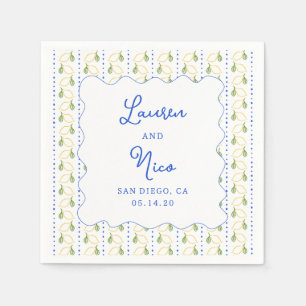 Lemon Citrus Blue & Yellow Amalfi Custom Wedding Serviette