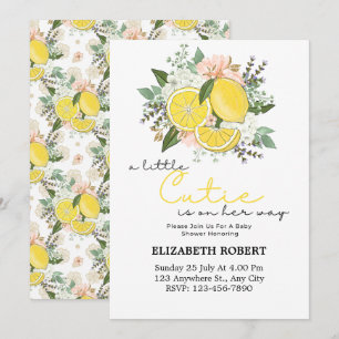 Lemon Citrus Botanische Babydusche Einladung