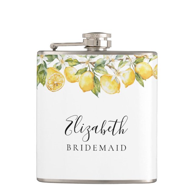 Lemon Citrus Brautparty Flask Flachmann (Vorderseite)