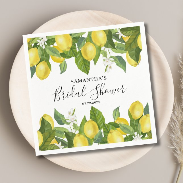 Lemon Citrus Brautparty Paper Napkin Serviette (Von Creator hochgeladen)