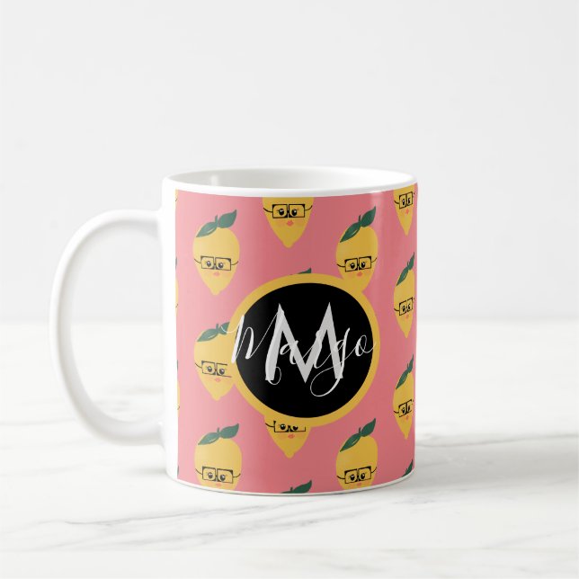 Lemon Citrus Cartoon Pattern Kaffee Tasse (Links)