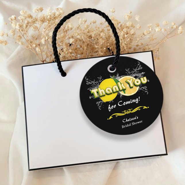 Lemon Citrus Elegant Black Brautparty Vielen Dank Geschenkanhänger (Von Creator hochgeladen)