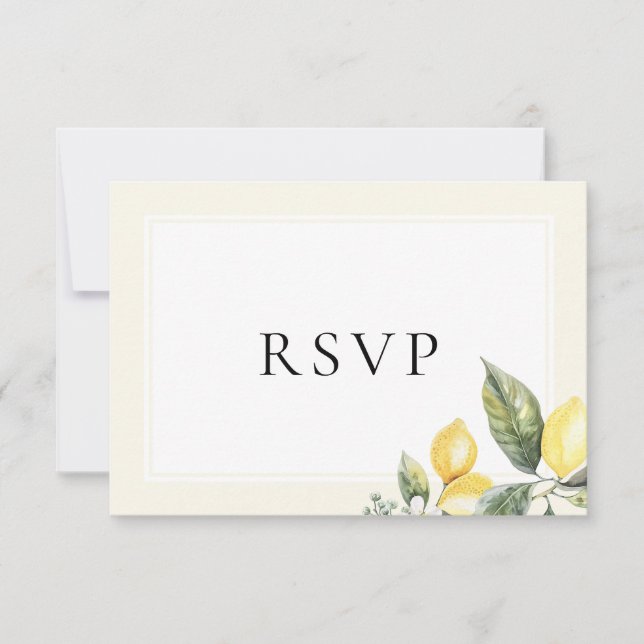 Lemon Citrus Elegant Menü Auswahl RSVP Karte (Vorderseite)