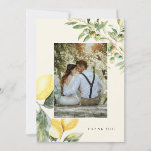 Lemon Citrus Elegant Wedding Foto Danke Karte