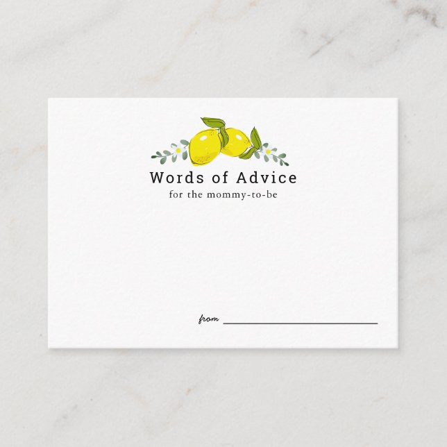 Lemon Citrus Floral Baby Duschberatung Karten (Vorderseite)
