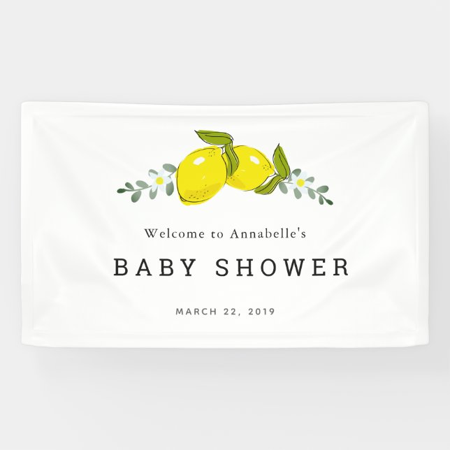 Lemon Citrus Floral Baby Dusche Banner (Horizontal)