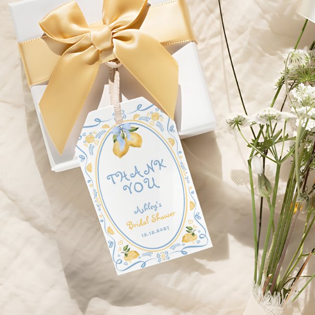 Lemon Citrus Floral Brautparty Geschenkanhänger (Von Creator hochgeladen)