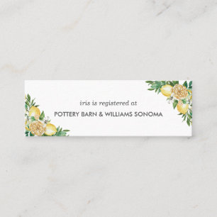 Lemon Citrus Floral Bridal Registrierungskarte Min Mini Visitenkarte