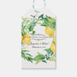 Lemon Citrus Floral Greenery Leaf Wreath Wedding Geschenkanhänger