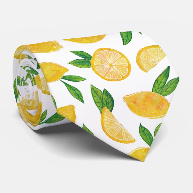 Lemon Citrus Fruchtmuster Krawatte (Gerollt)