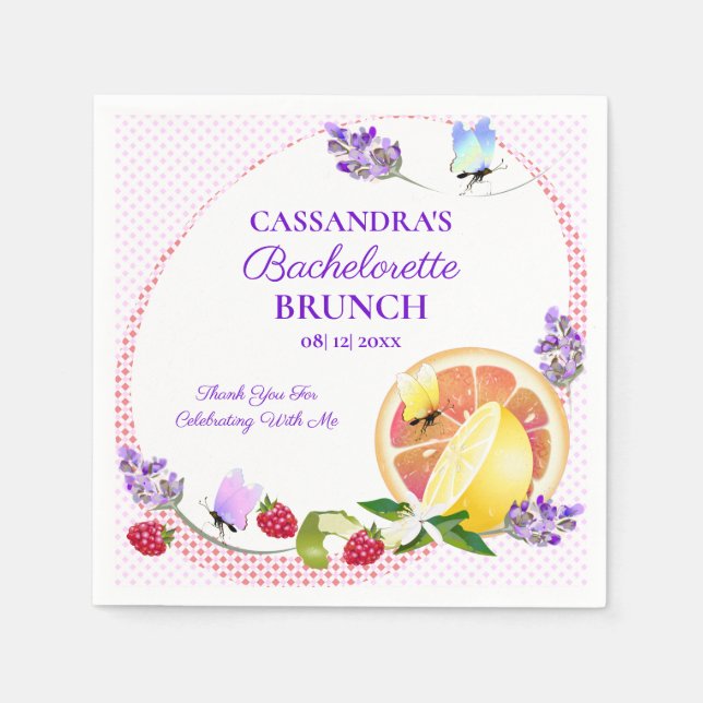 Lemon Citrus Fruit Lavender | JUNGGESELINNEN-ABSCH Serviette (Vorderseite)