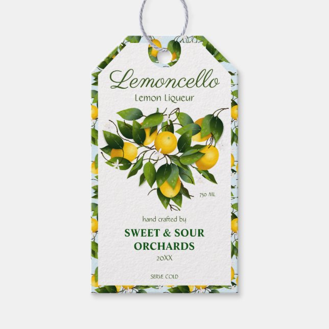Lemon Citrus Fruit Lemoncello Geschenkanhänger (Vorderseite)