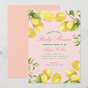 Lemon Citrus Gender Neutral Baby Dusche Einladung