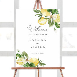 Lemon Citrus Greenery Floral Wedding Begrüßungszei Poster