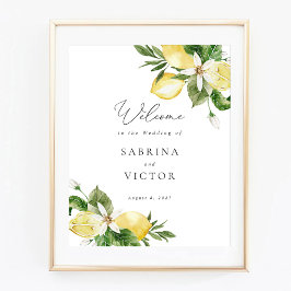 Lemon Citrus Greenery Floral Wedding Begrüßungszei Poster