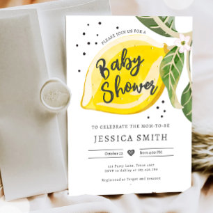 Lemon Citrus Greenery Summer Baby Shower Einladung