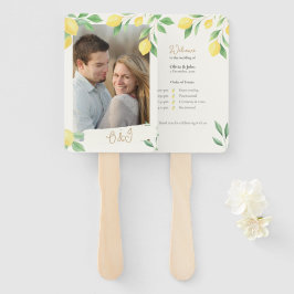 Lemon Citrus Greenery Wedding Ceremony Fan Program Fächer