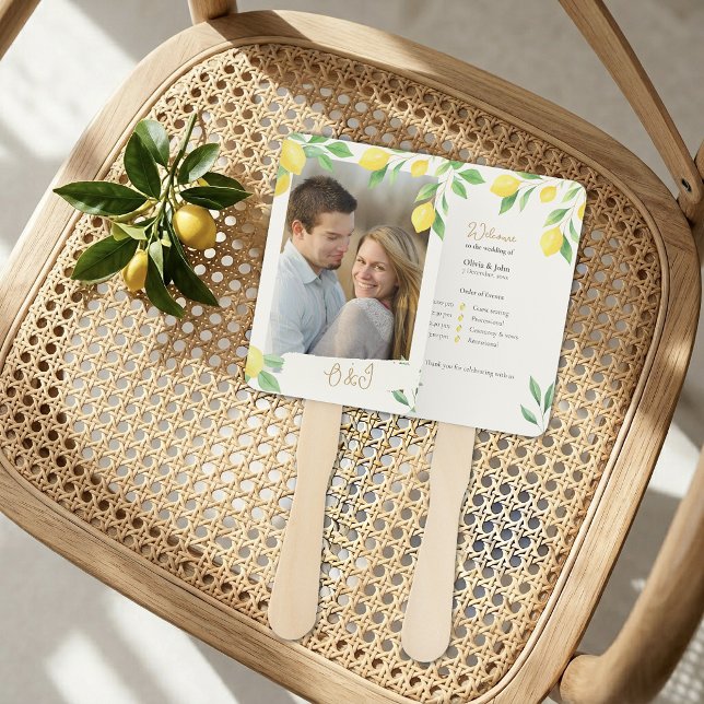 Lemon Citrus Greenery Wedding Ceremony Fan Program Fächer (Lemon Citrus Greenery Wedding Ceremony Fan Program)