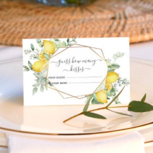 Lemon Citrus Guess Wie viele Kisses Bridal Spiel Begleitkarte